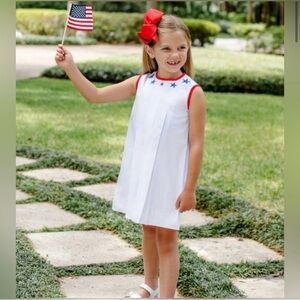 Beaufort Bonnet Mary Francis Frock White Red Trim, and Blue Star Size 4T USA